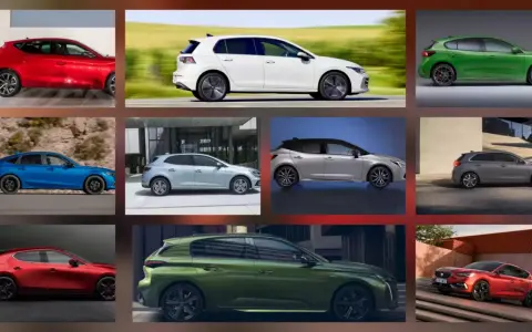 Kompilacja samochodów, w tym biały Volkswagen Golf, niebieski Honda Civic i czerwony Seat Leon. Który z nich jest najbardziej ekonomiczny?