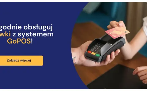 Wygodnie obsługuj napiwki z systemem GoPOS. Karta zbliżeniowa przy terminalu płatniczym.
