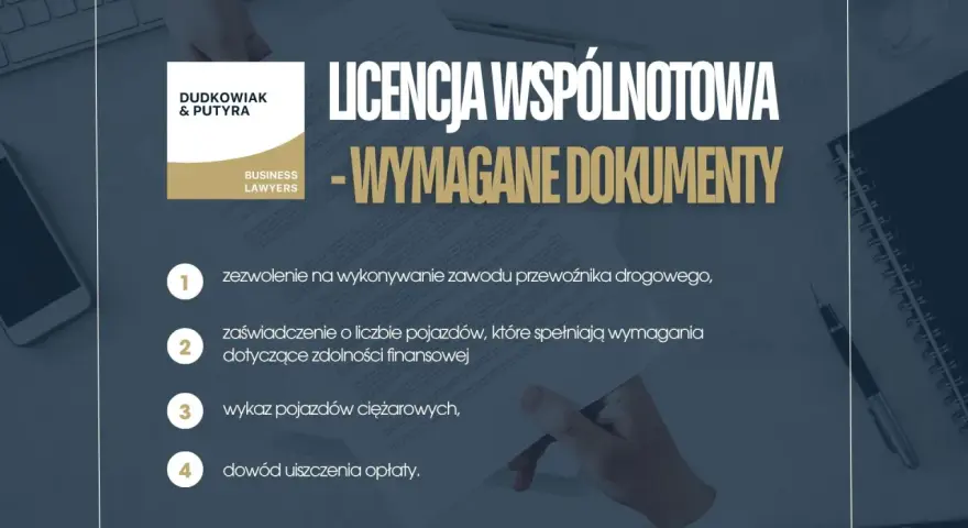Licencja wspólnotowa: wymagane dokumenty to zezwolenie, zaświadczenie o pojazdach, ich wykaz i dowód opłaty.