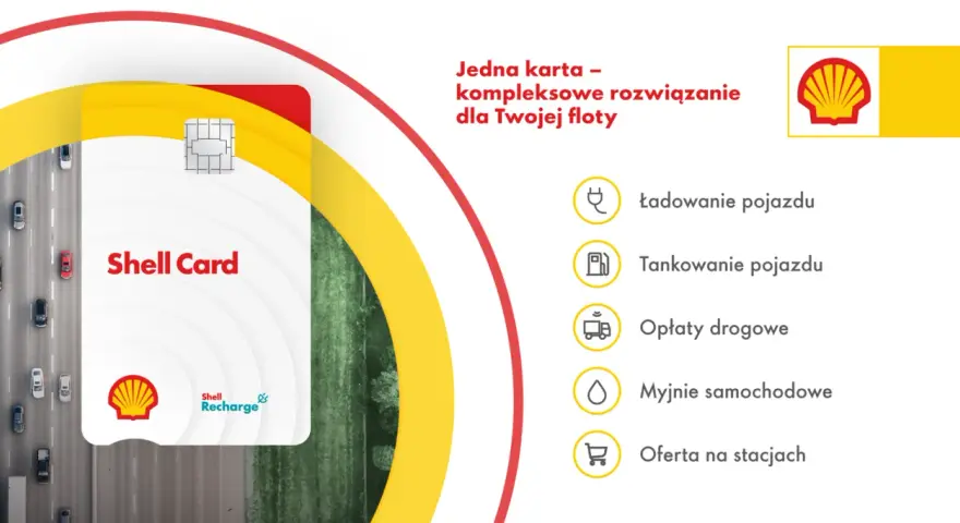 Karta paliwowa Shell Card – kompleksowe rozwiązanie dla Twojej floty: ładowanie, tankowanie, opłaty drogowe i myjnie.