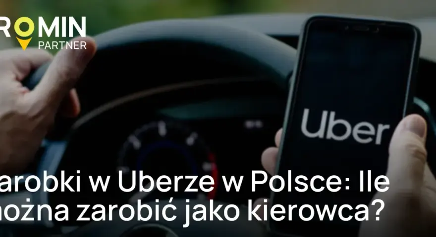 Ręce na kierownicy, telefon z aplikacją Uber. Sprawdź, ile zarabia kierowca Ubera w Polsce.
